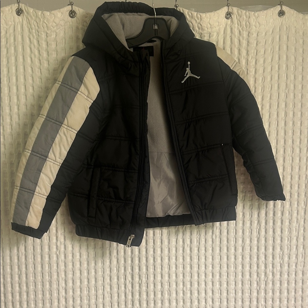 Jordan Kids Black and Gray Puffer Jacket